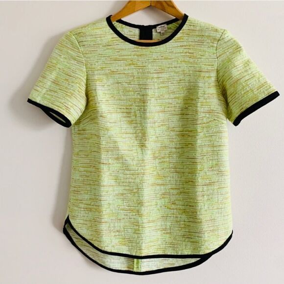 Wilfred Aritzia Palais Neon Green Yellow Textured T-Shirt Top - Picture 2 of 15
